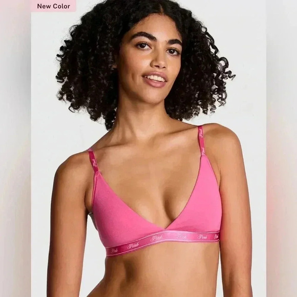 PINK Victoria's Secret Other - VS PINK COTTON TRIANGLE BRALETTE IN LIMITED EDITION CARMINE ROSE BLING